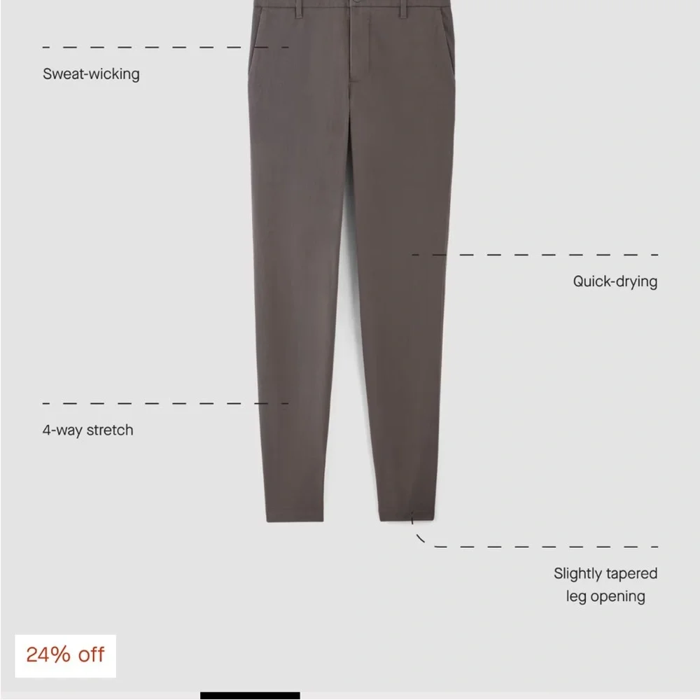 Everlane Uniform khaki beige flat front slim fit pants cotton blend 30x30 men 30 - Picture 14 of 14
